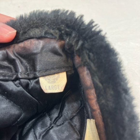 VTG North King Black Fur Genuine Leather Trapper Hat USA Seifter & Sons Size LG - Picture 8 of 8